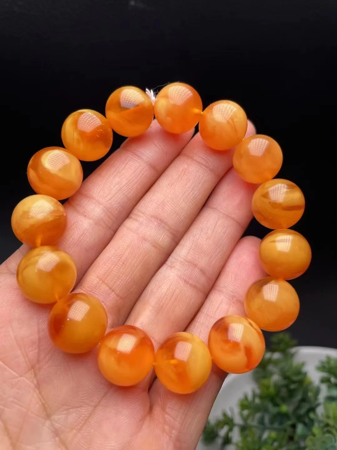 New arrival natural yellow beeswax amber bracelet round beads Carving Buddhist beads jewelry Sweater chain Multi loop bracelet