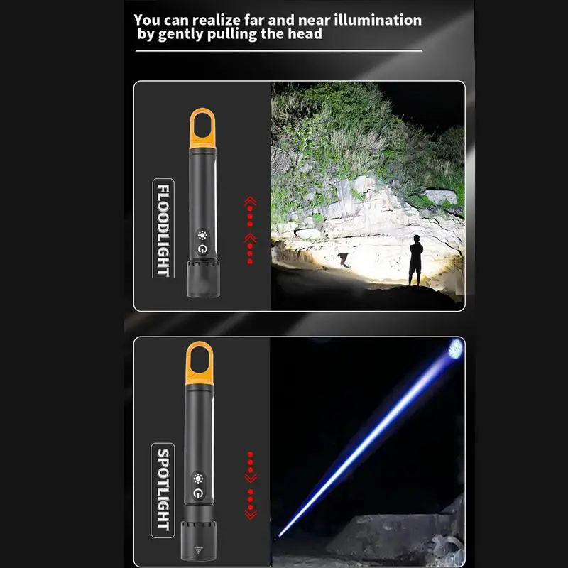 Powerful Flashlight Zoomable Flashlight Multi-functional Long-range Portable Strong Flashlight With Magnetic Hook And Side Light