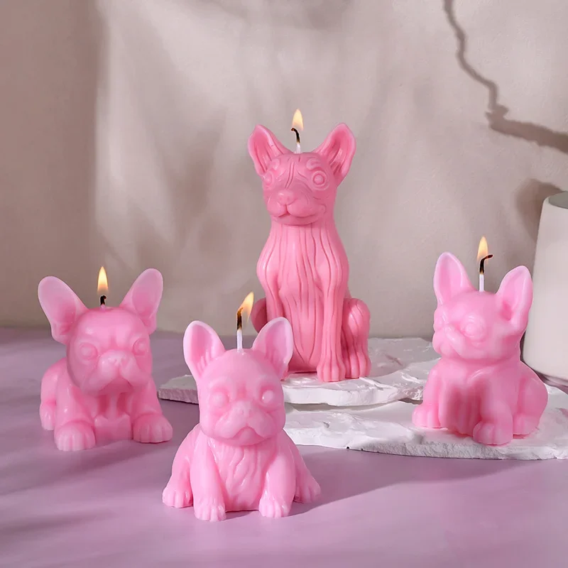 Different Breeds Puppies Candle Silicone Mold 3D Animal Cute Puppy Statue Soy Wax Mould Dog Lover Gift Home Decor Molds