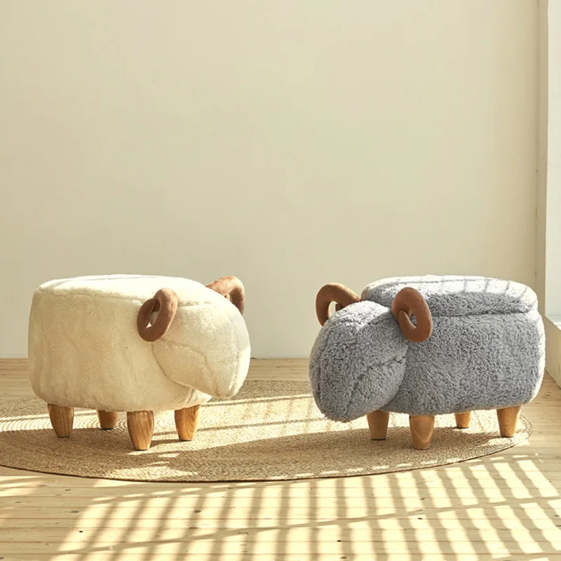 

Creative Sheep Stool Entryway Footrest Living Room Storage Ottoman Quirky Shoe Bench Adorable Dressing Stool