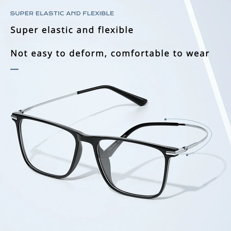 GENEVIEVE Titanium Classic Men's Square Frames Anti-blue Light Reading Glasses Myopia Can Be Customized Prescription Glasses 007