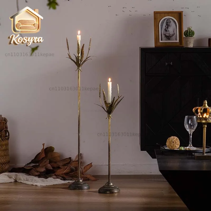 Rural wrought iron stamen candlestick ornament antique old jewelry props antique candlestick sense of age