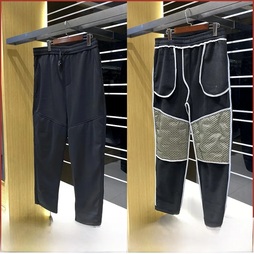 

Warm Fce Lined Winter Windproof Water Resistant Du down Knee Pads Men's Casual Pants Straight Leg Long Thermal Trousers