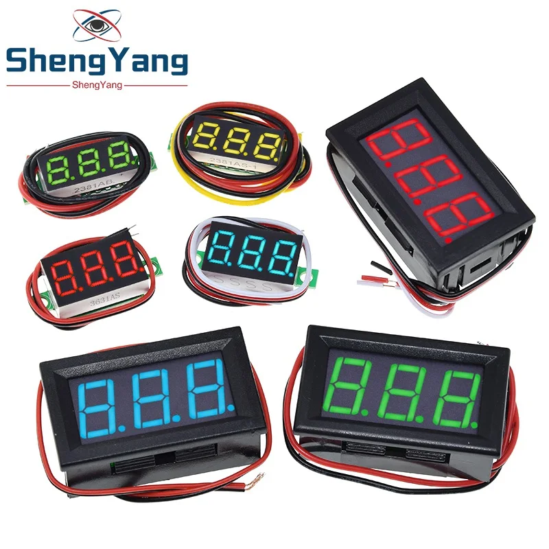 Digital Voltmeter 0.28/0.36/0.56 Inch Digital Voltmeter Voltage Panel Meter Red/Blue/Green/Yellow Electromobile Motorcycle Car