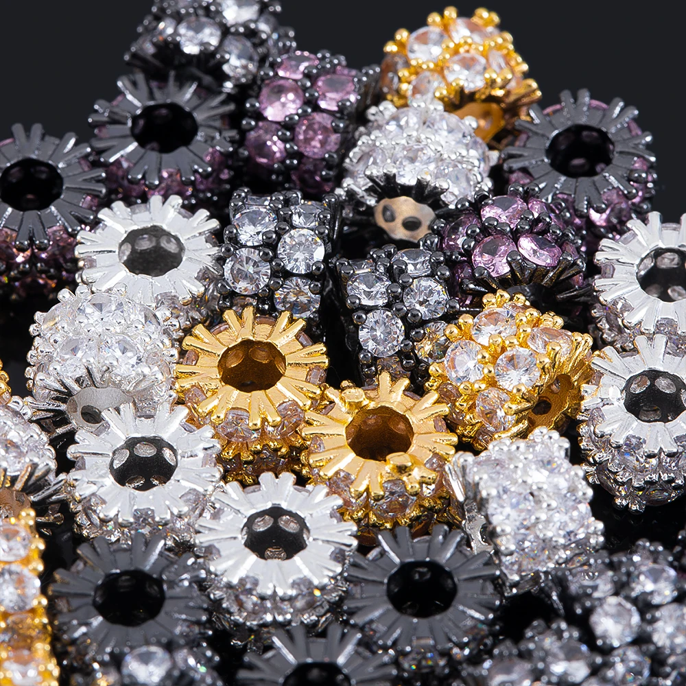 5 шт., металлические циркониевые медные снежинки, разделительные бусины, браслеты, разделители для бочонков, аксессуары, ожерелье, компоненты для изготовления ювелирных изделий