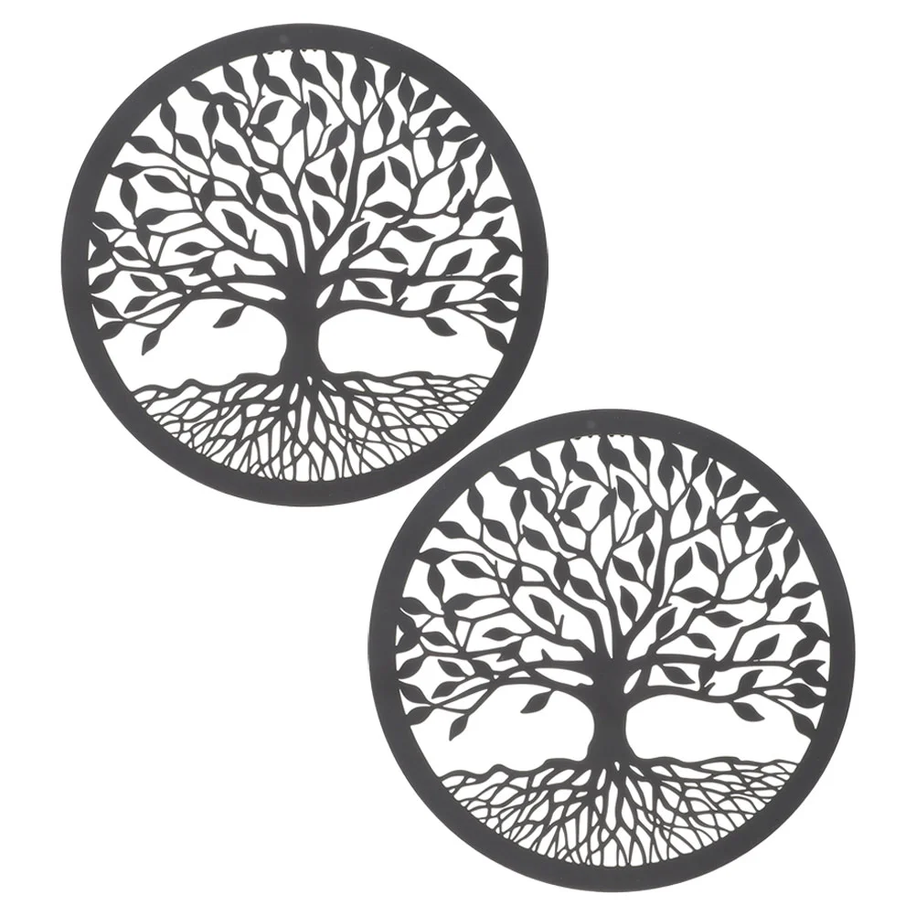 

2 Pcs Wall Hanging Iron Tree Home Ornament Metal for Crafts Bohemia Decorations Living Room Sculpture