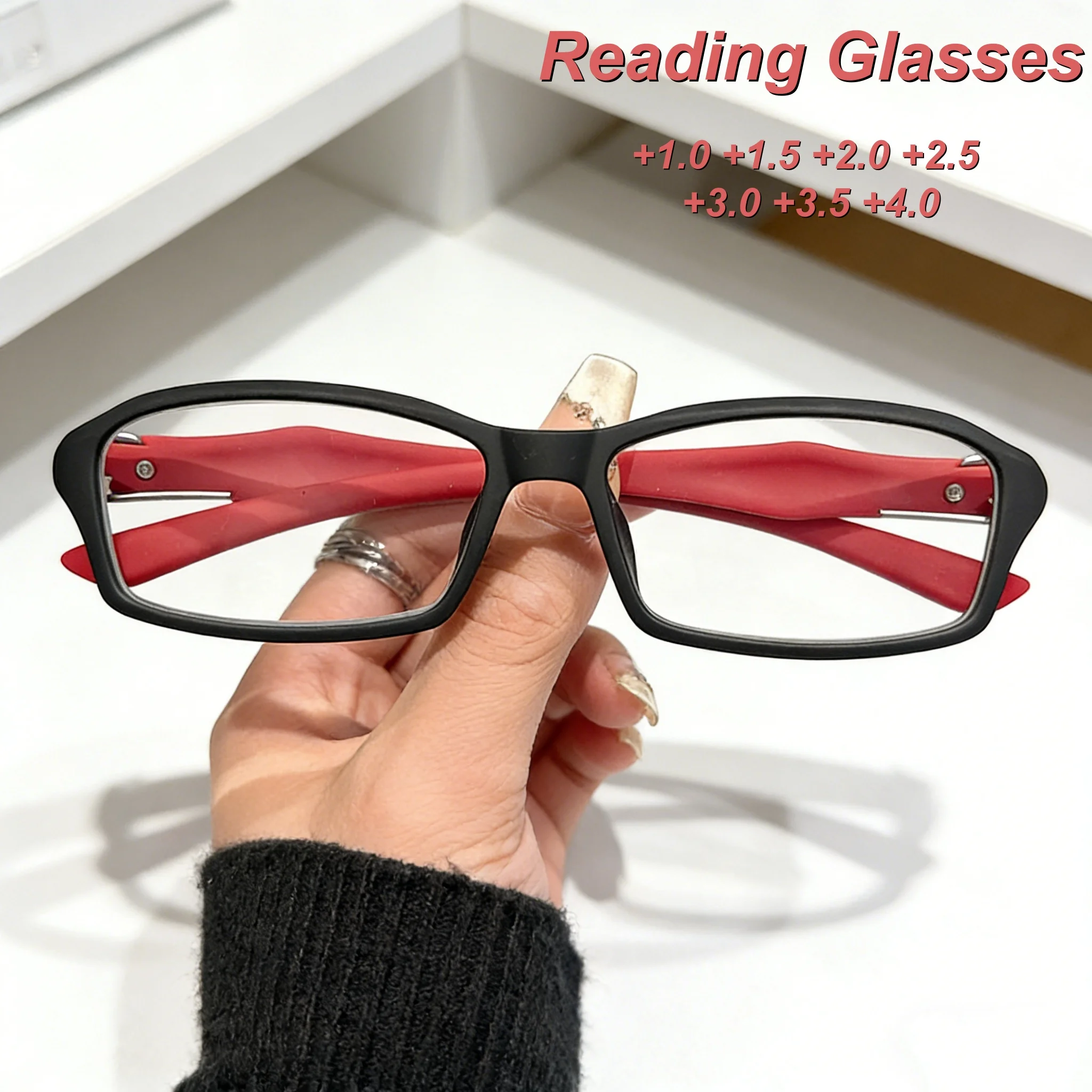

2026 New Fashionable Sports Square Frame Women's Reading Glasses Retro Neutral High Quality Elastic Anti Blue Light Glasses