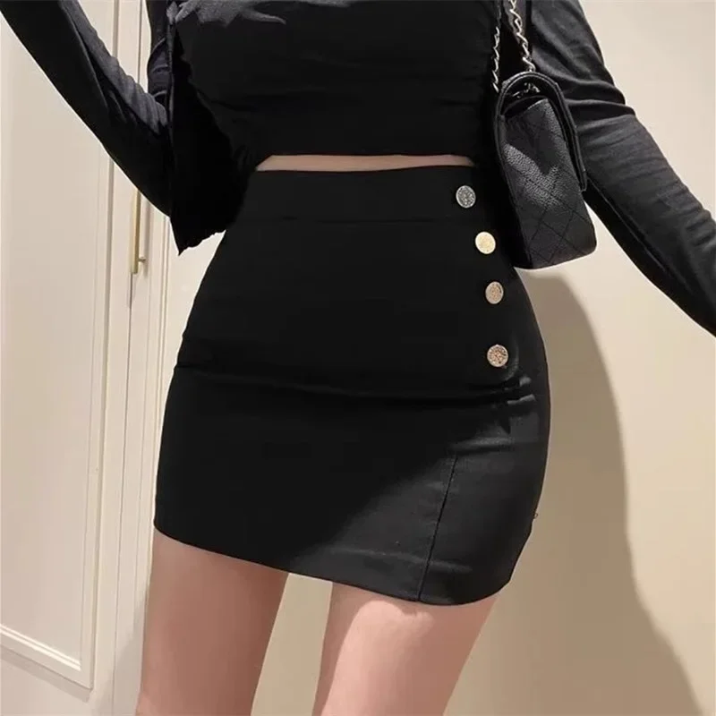 

High Waist Bodycon Skirt Dongda Gate New Sle Women's Faion Spring Summer ort Skirts Four Button Design Long Leg Il...