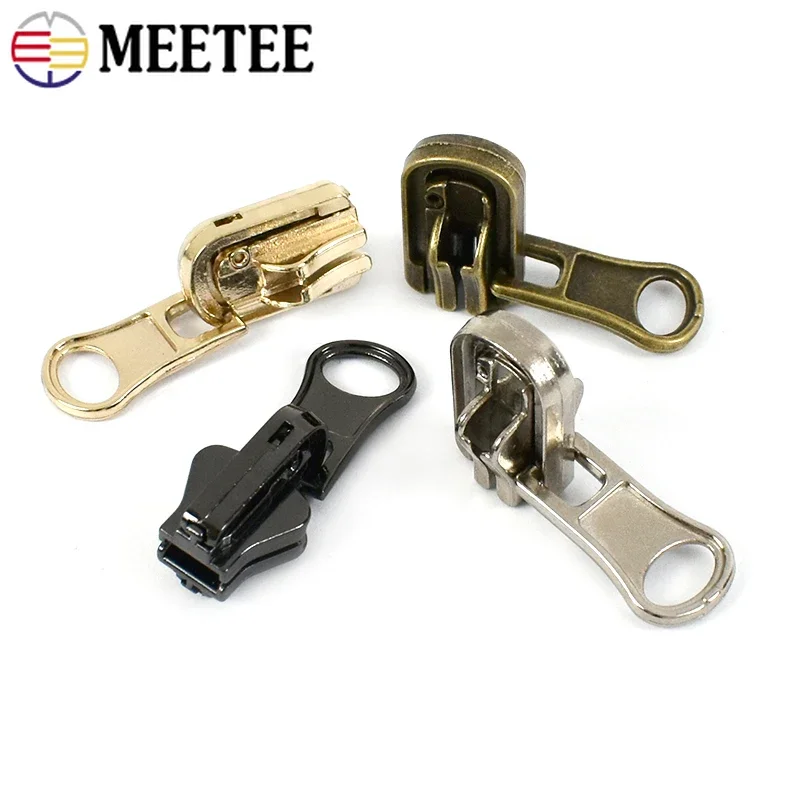 5/10Pcs Meetee 3# 5# 8# Double-sided Zippers Slider Rotary Zipper Puller for Metal Zips Bag Coat Sewing Cursor Zip Repair Kits - Image 2