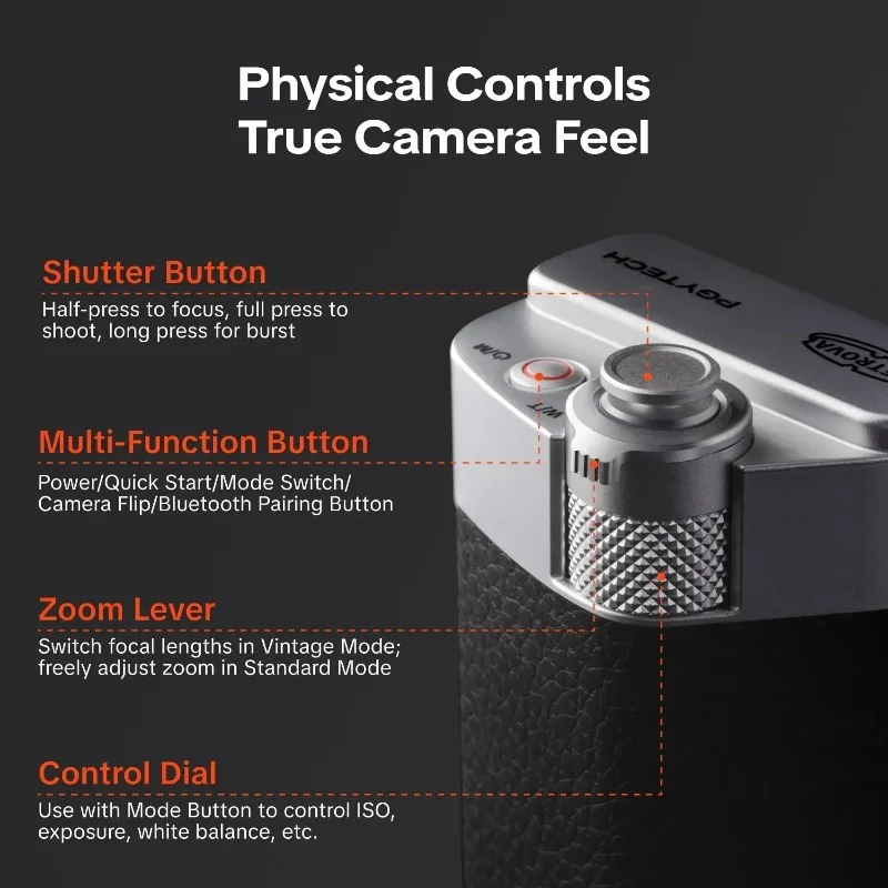 Original PGYTECH RetroVa iPhone 17 Pro Pro Max Photography Kit 2.35X Telephoto Lens Vintage Grip