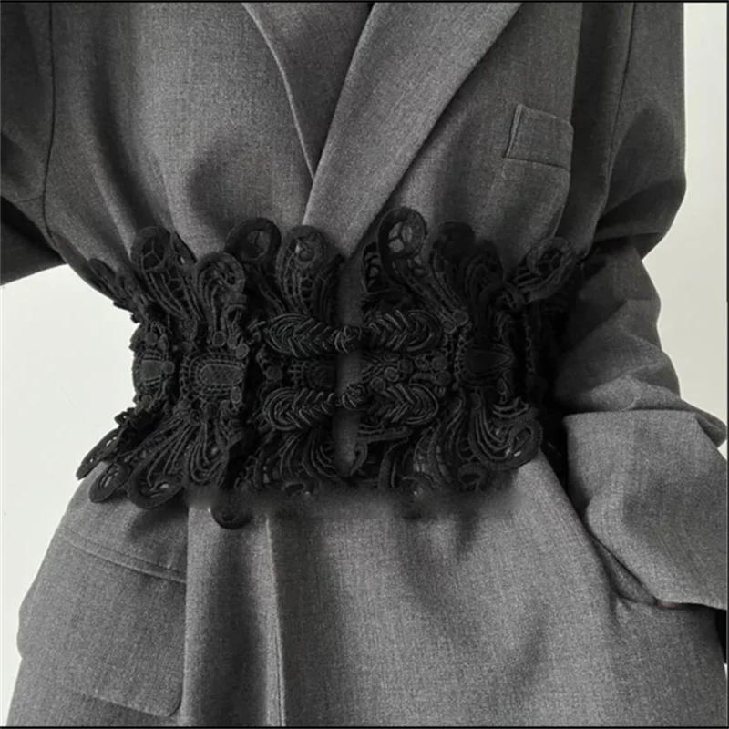 Lace Waistband Ladies Accessories Elastic Wide Waist Cinched Waist Slimming White Black Hollow-out  Lace Belt