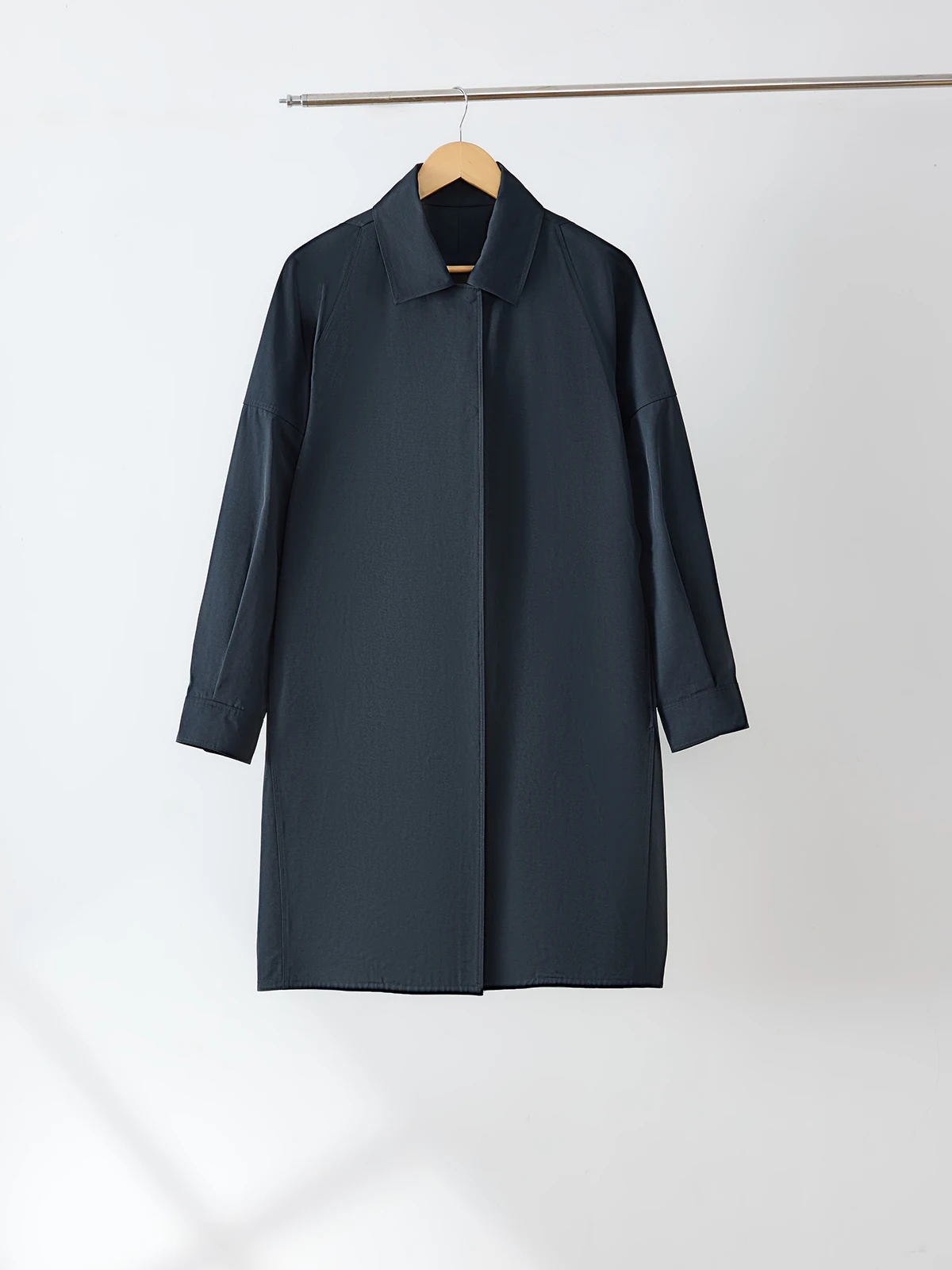 

Женское пальто свободного кроя кобальтово-синего цвета, длинное пальто све средней длины из полиэстера и хлопка, одно пуговицы, однотонное, для поездок на работу