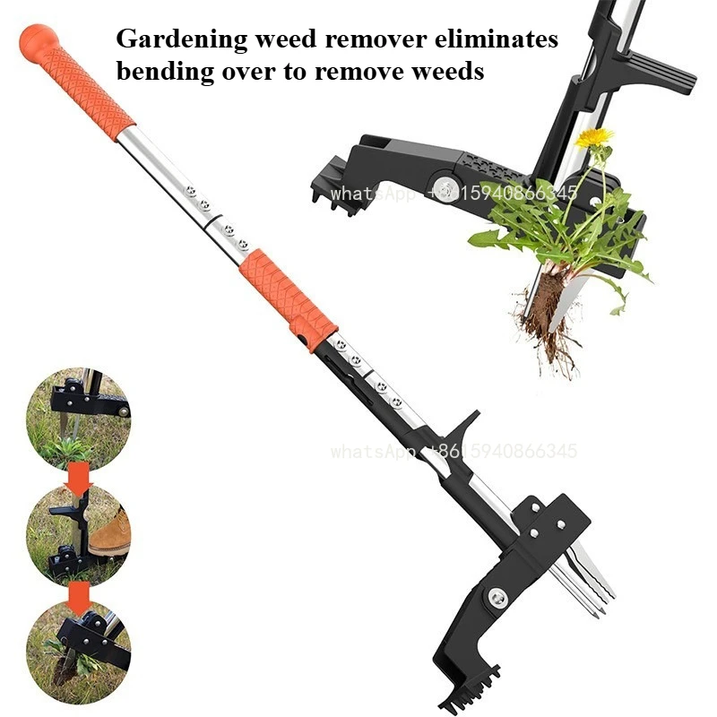 Gardening weeding device, no bending to remove weeds, take roots and pull weeds artifact