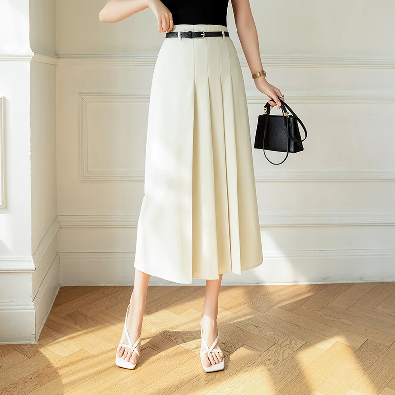 

Ladies Elegant Fashion Large Hem Pleated Long Black Skirt Women Clothes Girls Korean Skirts Chic Casual Faldas Largas BPAK9133