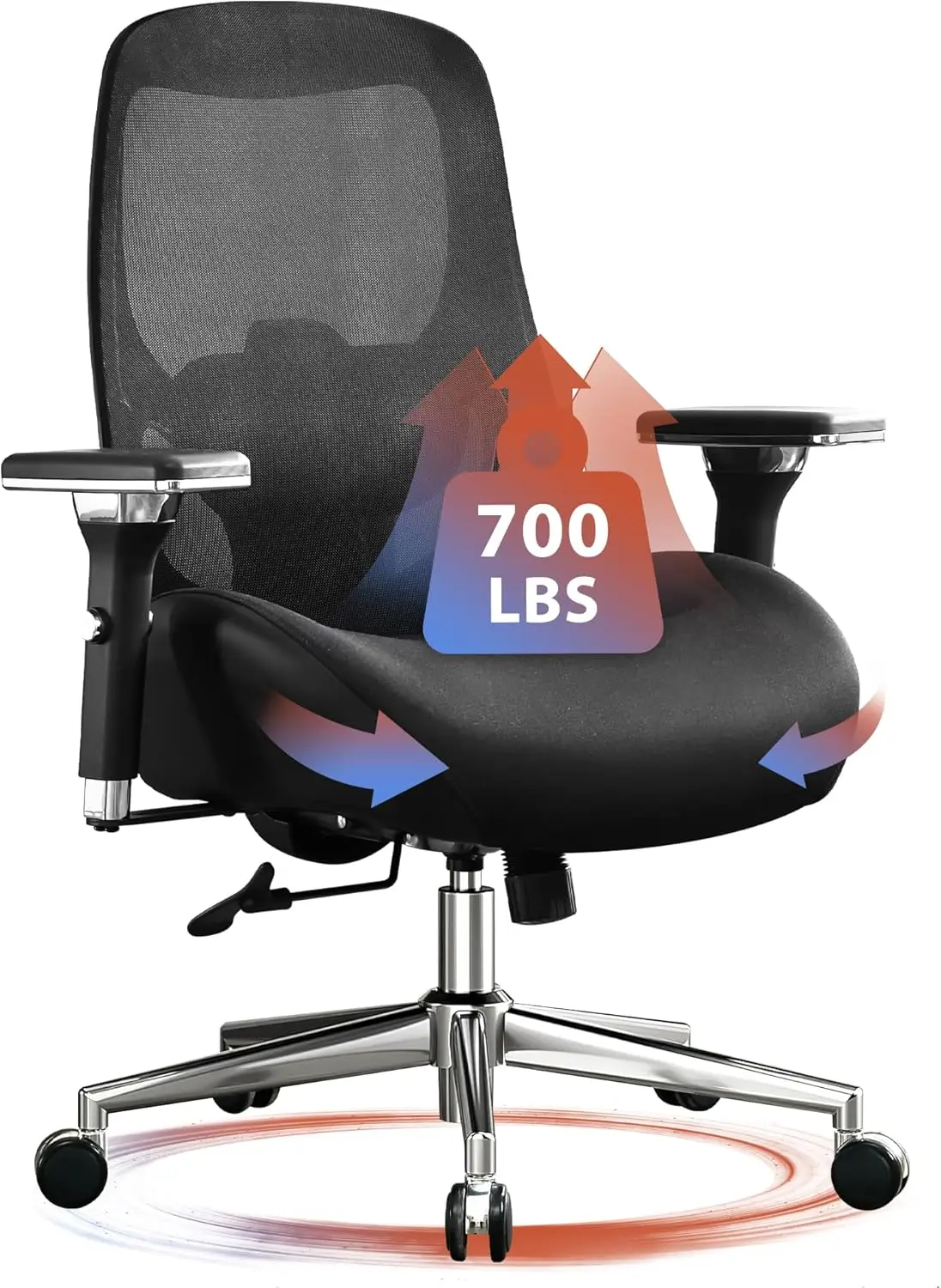 

700Lbs Big And Tall Office Chair With Wide Thi Seat Cushion For Sitting All Day,Ergonomic Mesh Desk Chair With Adjustable