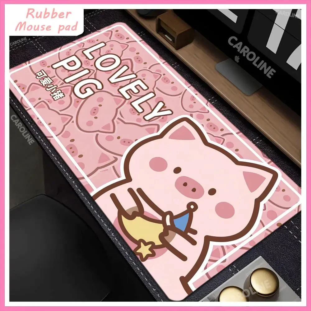 

Piggy cartoon Laptop Rubber anti-slip Mousepads Kawaii pink deskmat XXL extended gaming desk mat High Quality Gamer Keyboard Pad