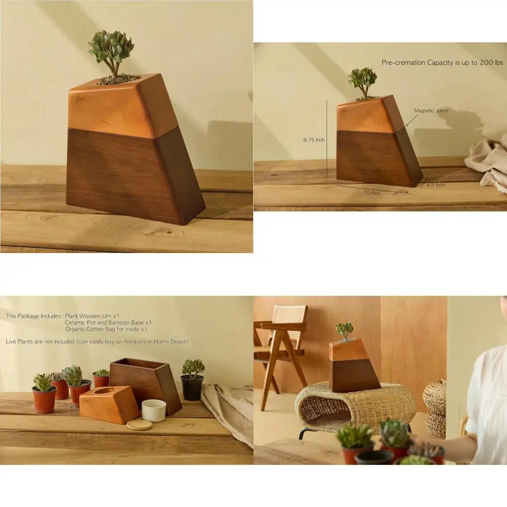 

Деревянная урна для кремации человеческого пепла для взрослых, дизайн растительной урны для мемориала, экологически чистая урна для взрослых