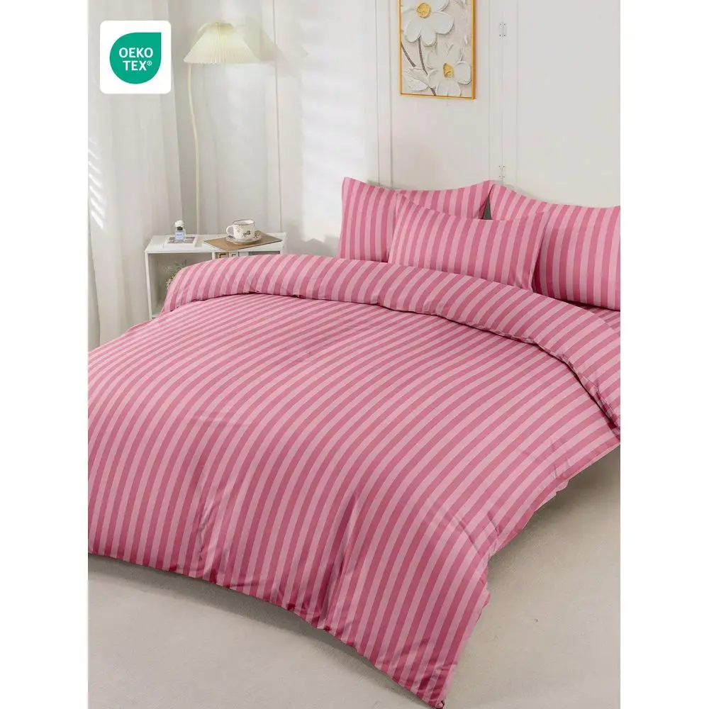 

3pcs Cartoon Bedding Set, Soft Breathable, SkinFriendly, Cartoon Style Duvet Cover Set, PillResistant, Cute Home Textile, Pink