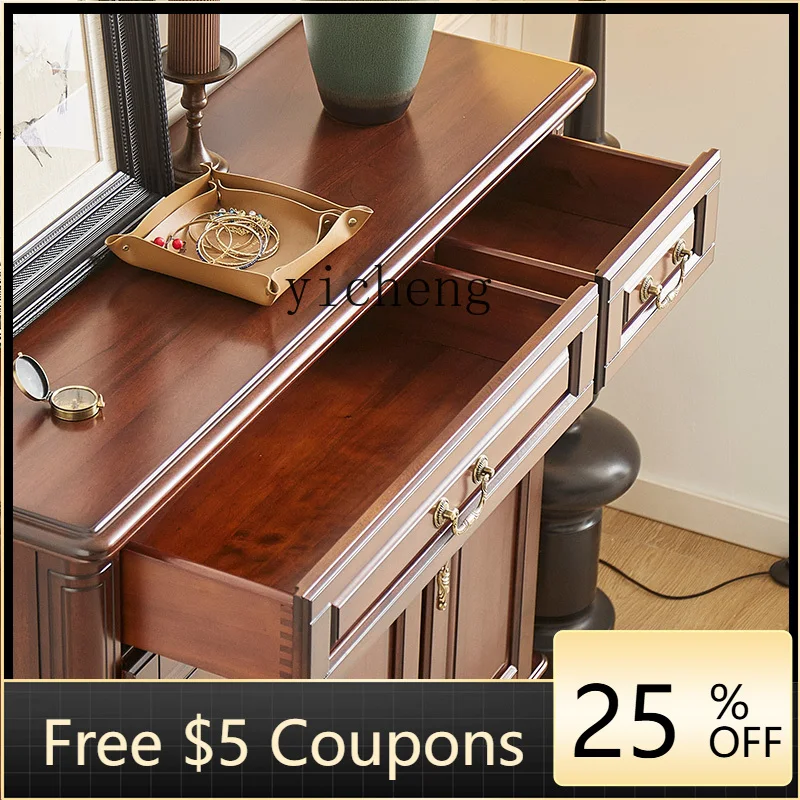 

AA Black walnut door storage shoe rack all solid wood three-door shoe cabinet 1.2 meters into the foyer cabinet