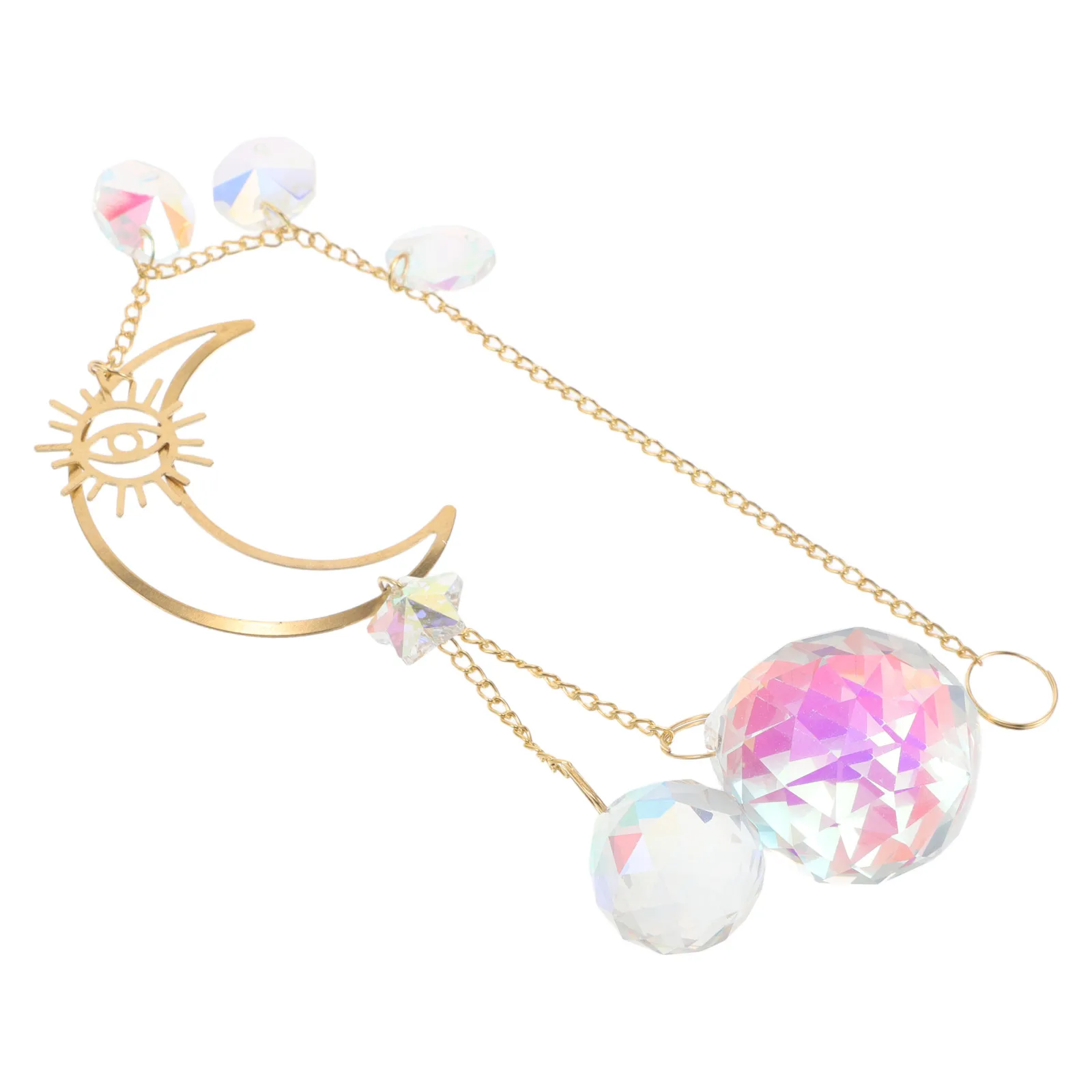 

Crystal Pendant Moon Decor Hanging Chinese Good Luck Ornaments Sun Catcher Metal Suncatcher