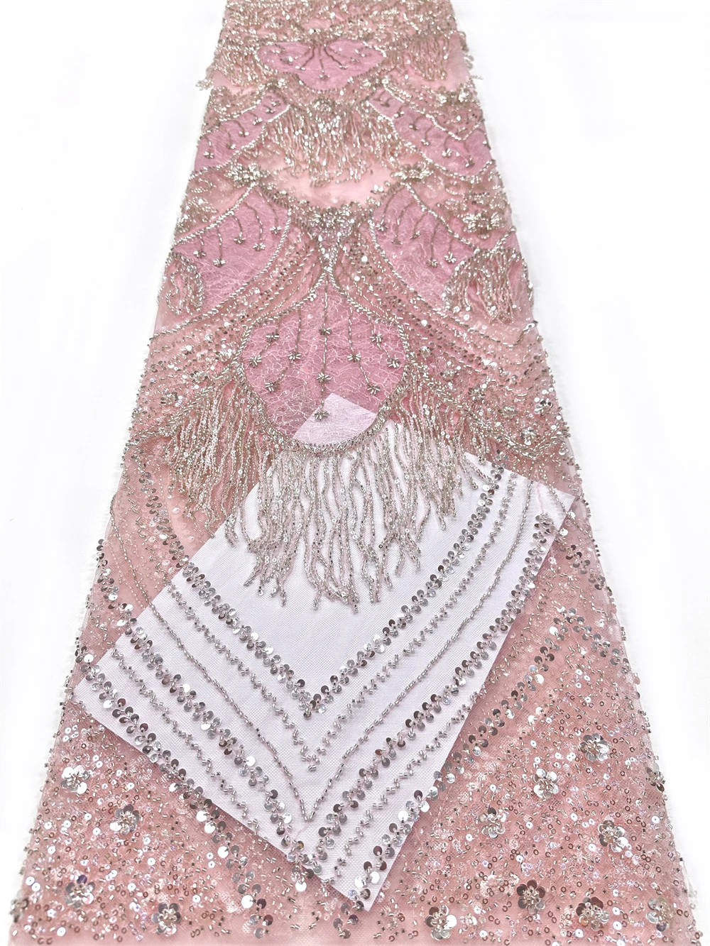 

African French Beaded Lace Fabric with 3D Sequins High-Quality Embroidered Tulle for Nigerian Style Party Dresses Sewing