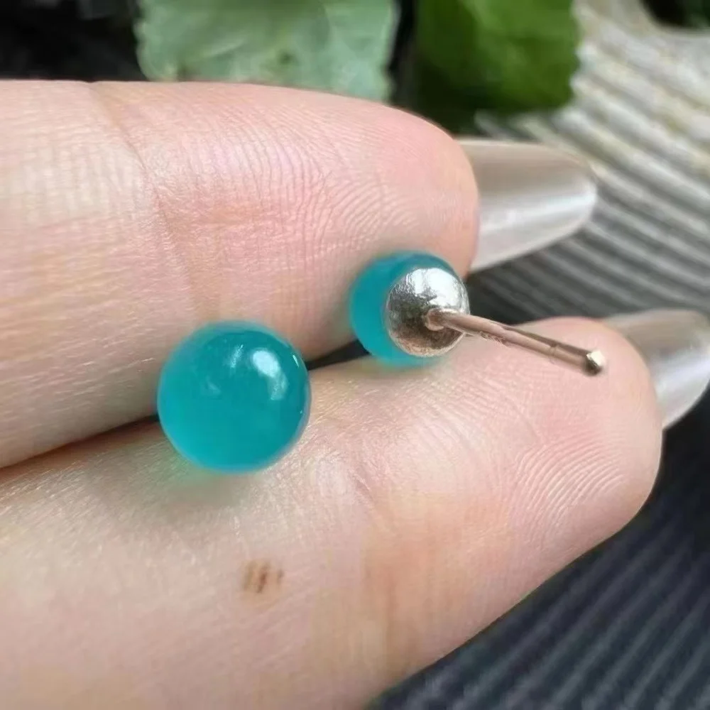 S925 Sterling Silver Natural Amazonite Earrings Fashion Elegant Jewelry Crystal Women's Birthday Gift Mature Charm
