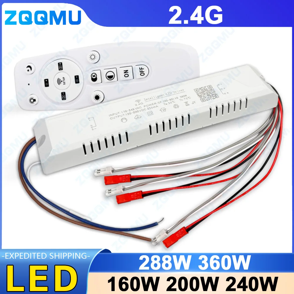 2.4G LED Driver 160W 240W 288W 360W Color Temperature Adjustable and Color-Changing Lighting Transformer with Remote Control