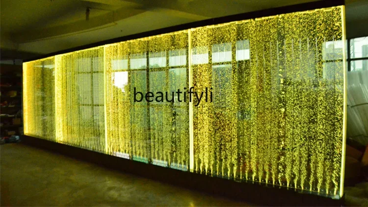 Customized Large Acrylic Screen Water Curtain Wall Water Bubble Wall Creative Fish Tank Entrance