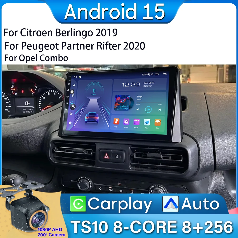 Car Radio Carplay For Citroen Berlingo 2019 Peugeot Partner Rifter 2020 For Opel Combo Navigation GPS Android Auto WiFi No 2din