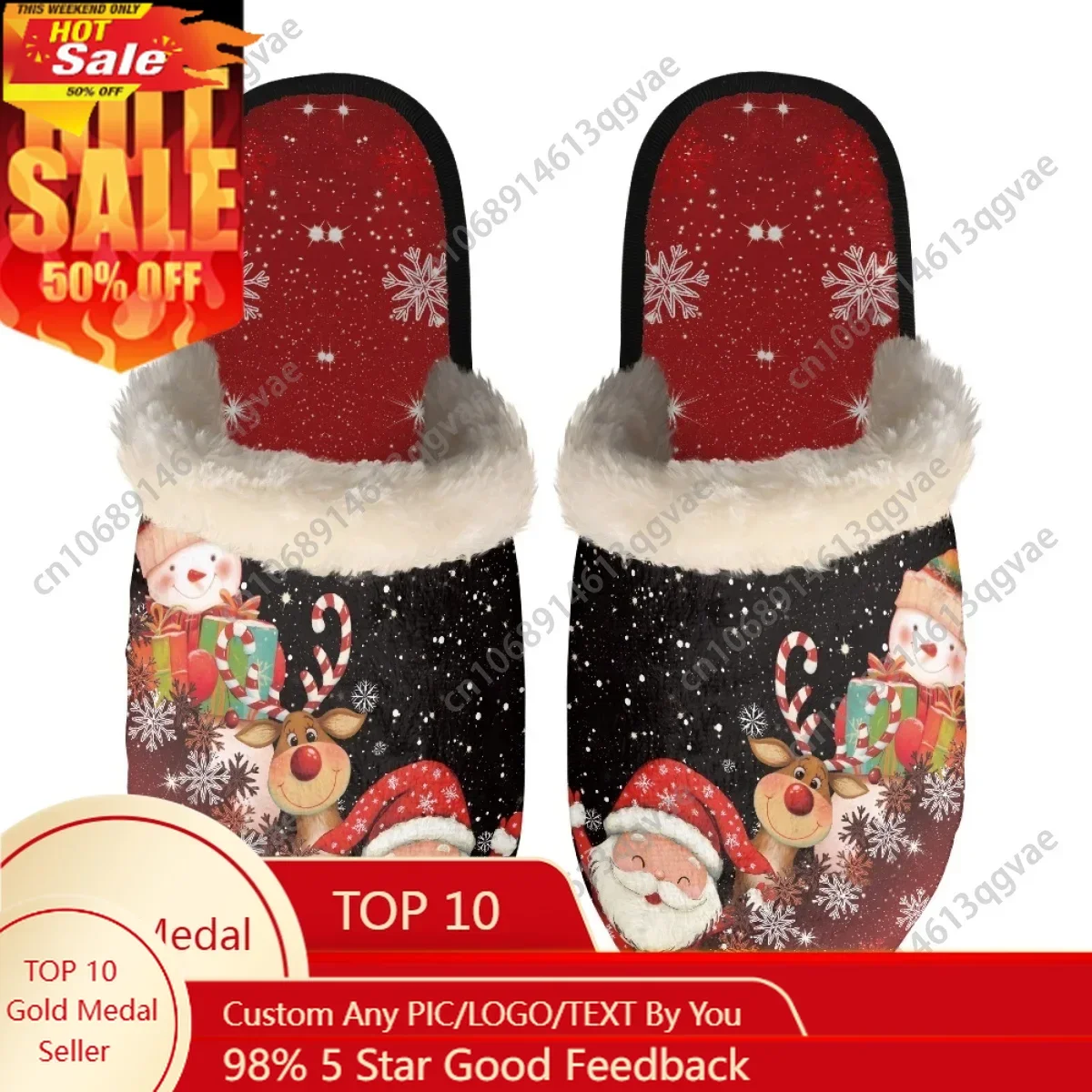 

Merry Chrismas Vanished Slippers Mens Womens Home Cotton Plush Bedroom Casual Keep Warm Customized Thermal Lightweight Slipper