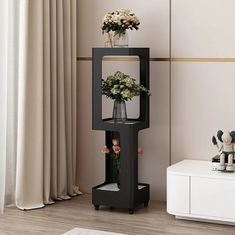 French flower stand, movable cream wind, floor-to-ceiling living room balcony rack, wrought iron multi-layer plant stand