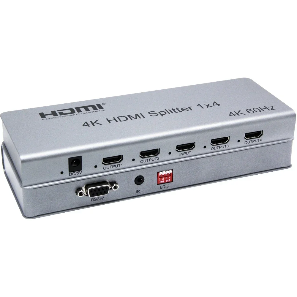 4K 60hz HDMI 2.0 1x8 Splitter 2 4 6 8 Channel Video Output 1x2 1x4 HDMI Splitter Video Converter EDID RS232 for PS4 PC DVD To TV