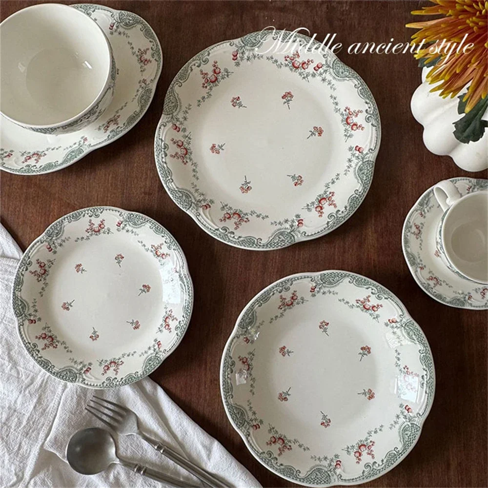 Fresh Korean Tableware Bowls Cups And Dishes High Beauty Pastoral Dessert Salad Fruit Dim Sum Kitchen Supplies Photo Tableware