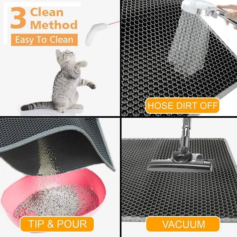 Cat Litter Mat Non Slip Big Pet Litter Box Filter Mat Double Layer Wear Resistant Waterproof Cat Litter Mat Pet Clean Supplies