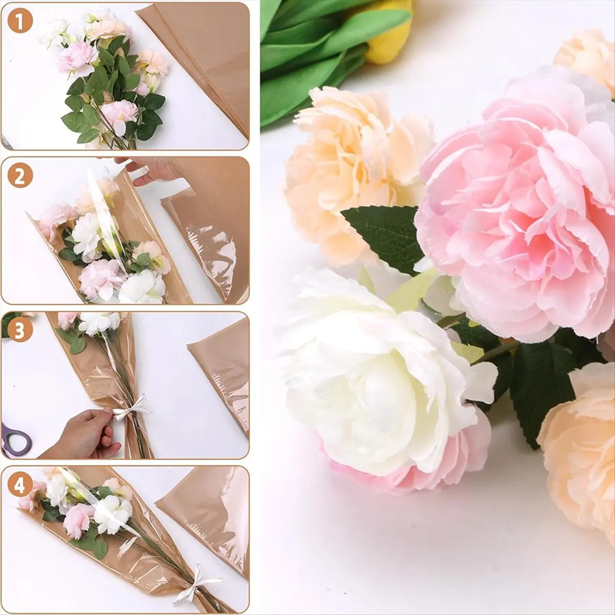 40Pcs Flower Wrapping Bags Paper Flower Sleeves for Bouquets Flower Bags for Birthday Wedding Graduation Gift
