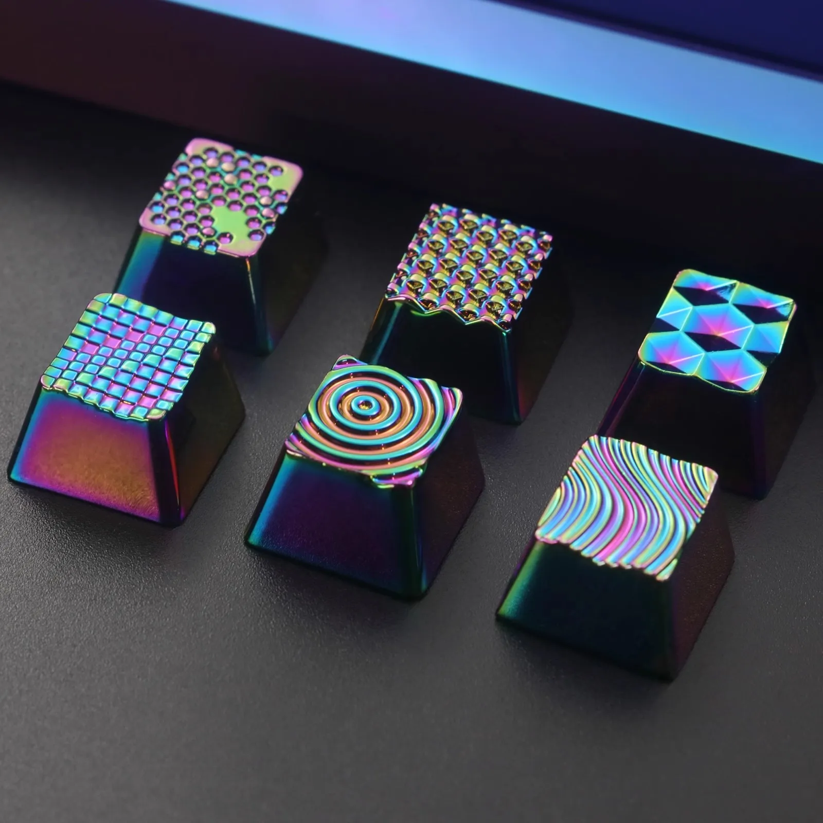 1-teilige Keystone Geometric Creation Series Art Peripheral Bunte versilberte mechanische Tastatur Zink-Aluminium-Metall-Tastenkappe