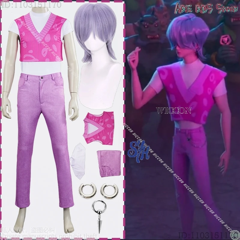 

Disfraz Adulto Корея Hot Boys Group Косплей Kpop Demon Saja Boys Mystery Аниме Костюм Kawaii Сексуальный Розовый Жилет Брюки Полный косплей