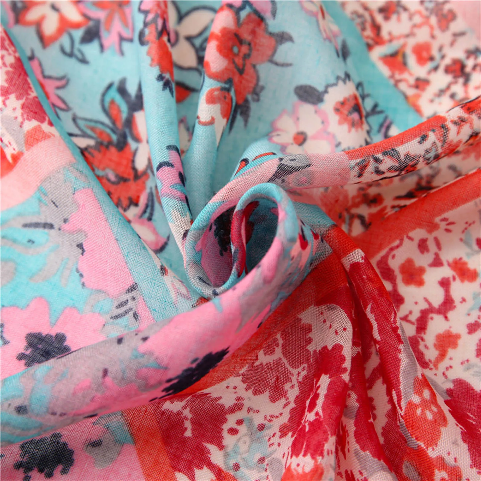 Large Boho Scarf for Women Lightweight Print Floral Pattern Scarf Shawl Wraps for Spring Summer Fall