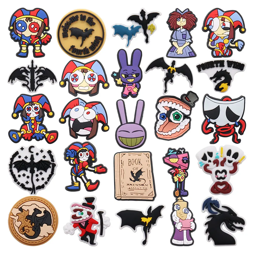 

1pcs Cartoon Clown Dragon Book Mouth Shoe Charms Hole Slipper Decorations for Bands Sandals Shoes Accessories Party Xmas Gifts