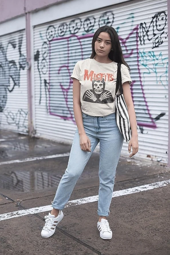 New Fashion Misfits Punk Style Tshirt Retro Street Skull Pattern Men\'s T-shirt