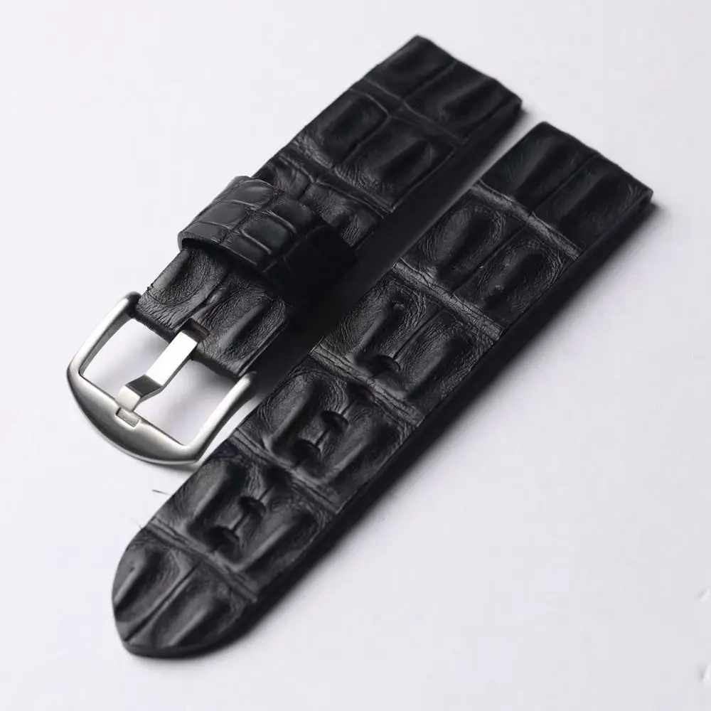 High end crocodile leather strap with bone pattern leather strap 20 22 24MM rugged retro luxury leather strap