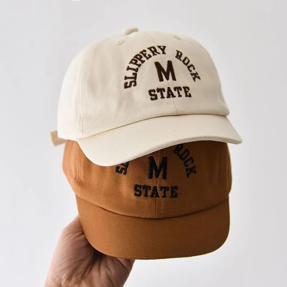 

New Letter Embroidered Sun Hat Cotton Adjustable Baby Cap Solid Color Peaked Hat Summer