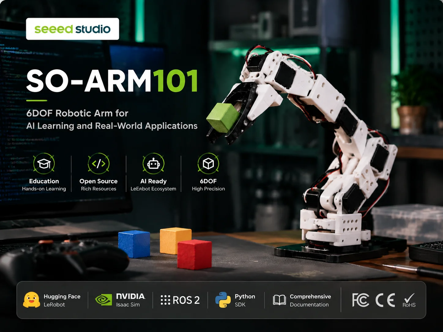 Seeed Studio SO-ARM101 Pro Assembled Kit 6DOF Robotic Arm for Hugging Face LeRobot Open Source AI Robot Learning