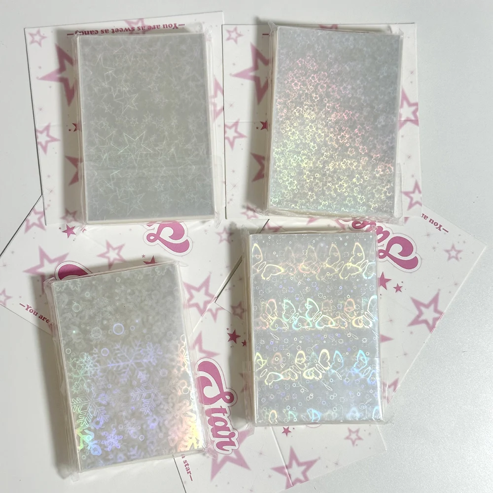 50Pcs/pack Kpop Toploader Glittery Butterfly Photocard Sleeves Idol Photo Cards Protective Storage Bag Card Protector Stationery