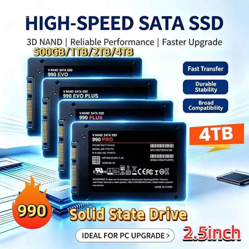 990 EVO 4TB Solid State Disk SSD High Speed 500G 1TB 2TB Internal HDD Hard Drive Sata3 2.5Inch For Laptop Microcomputer Desktop