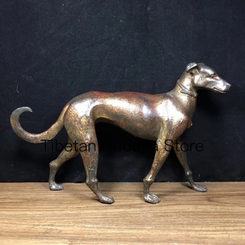 

30cm Antique Collection Pure Copper Mud Gold Sprinkled with Vermilion Sand Copper Zodiac Dog Decorative Ornaments