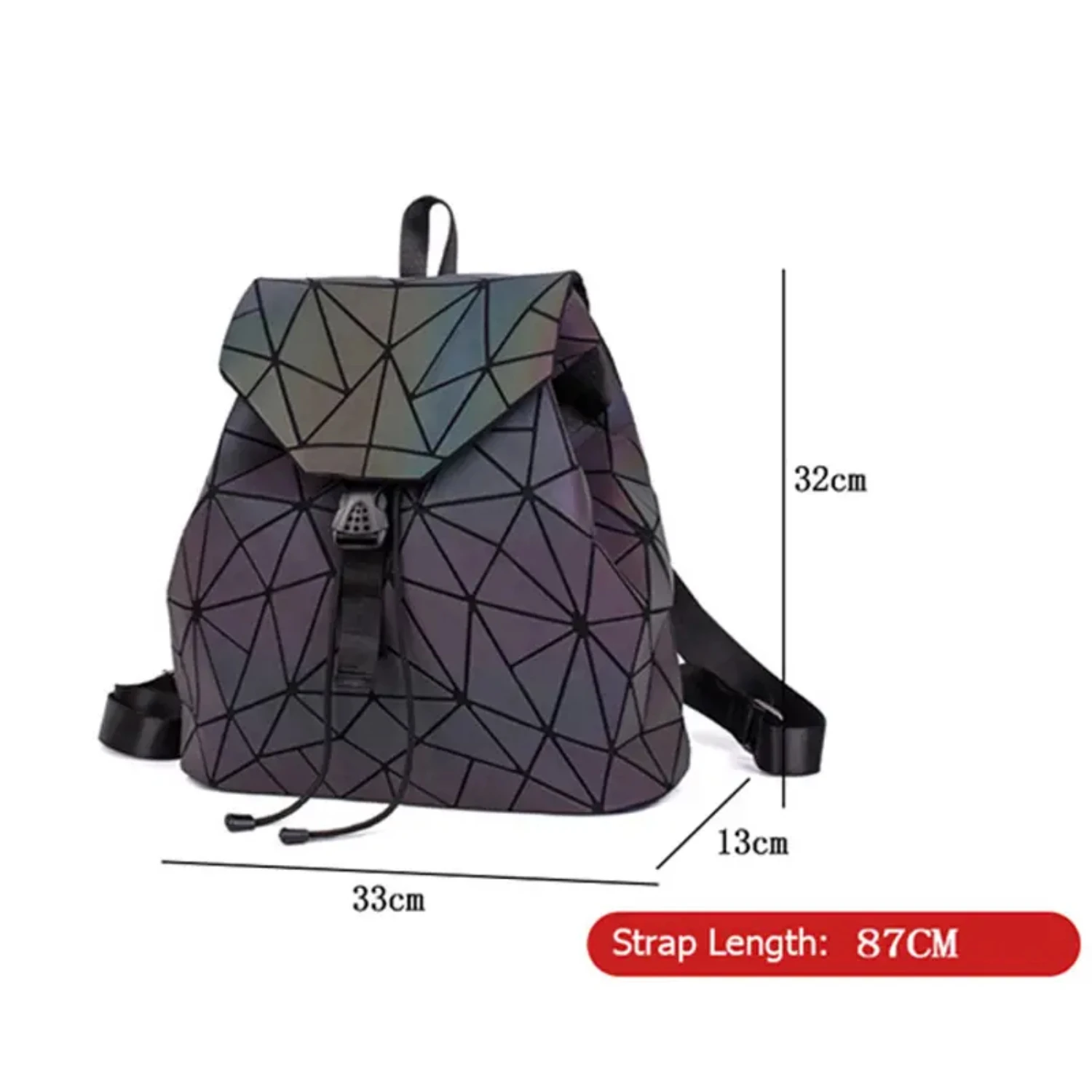 Stylish, luminous geometric foldable backpack for fashionable students. Ideal travel bag for trendy women who value convenience