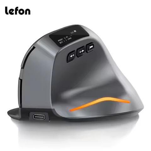 Lefon Bluetooth 수직 마우스 OLED 스크린이 장착된 무선 인체공학적 마우스 PC 노트북 게임용 RGB USB 광학 충전식 마우스