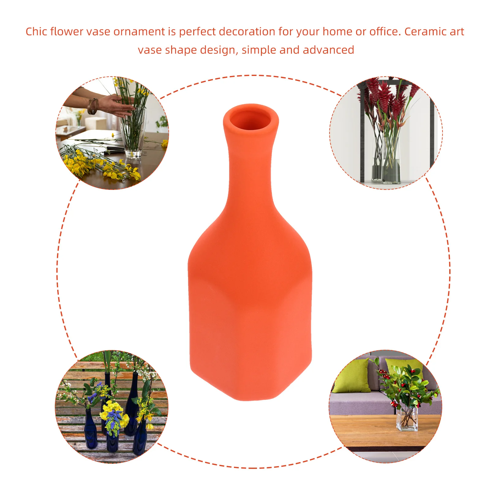 

Vases Simple Desktop Ceramic Shape Minimalist Flower Arranging Holder Orange Hand