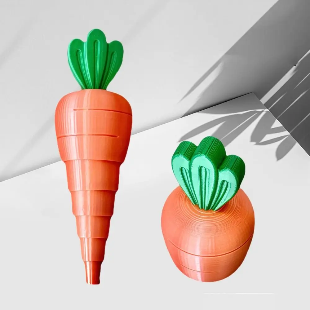 Colorful 3D Printed Scalable Carrot Expandable Simulation Plants Easter Stretchable Ornament Fidget Easter Desktop Decorations